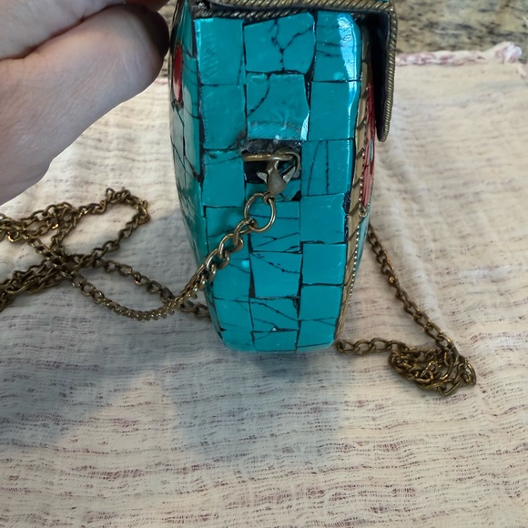 Antik Kraft Turquoise and Red Mosaic Clutch - Picture 7 of 12